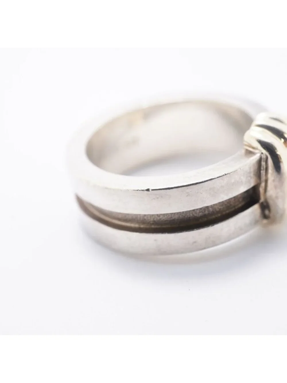 Tiffany & Co Ring Groove with 18K Yellow Gold 925 Sterling Silver